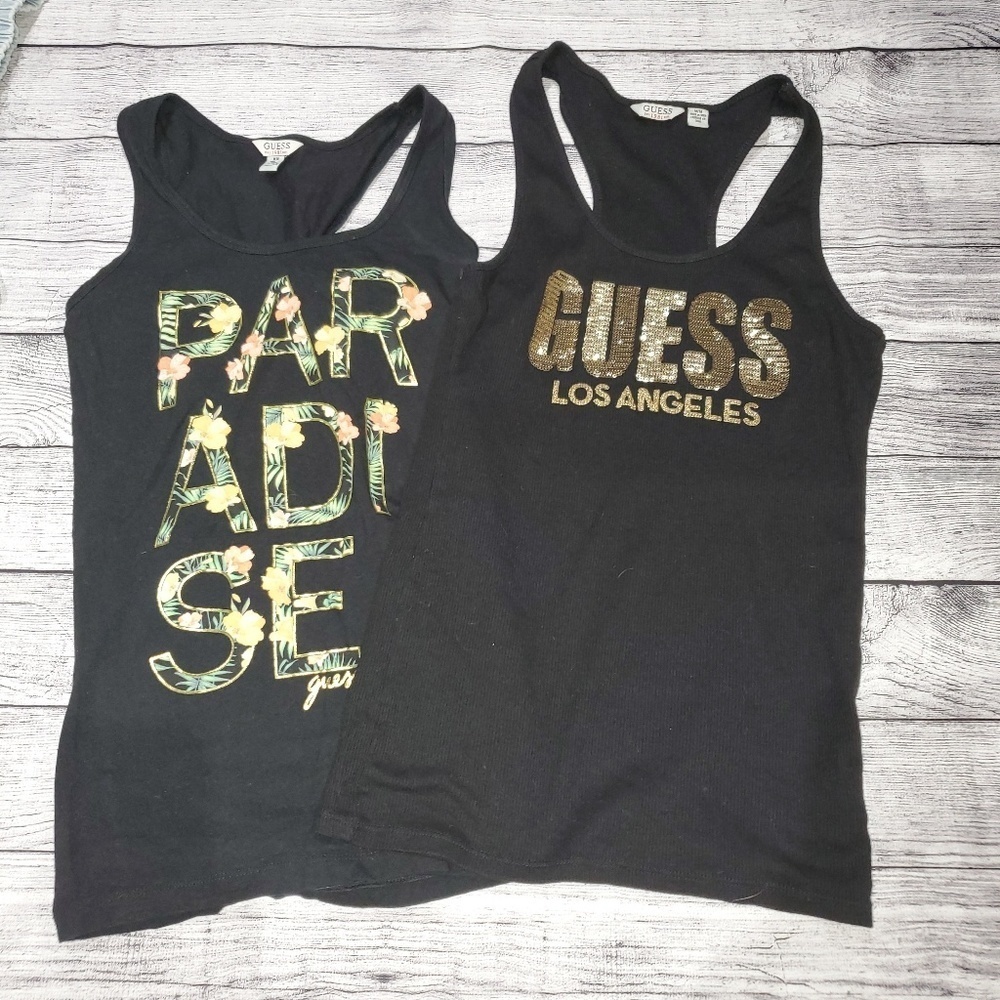 Guess tank tops 2  FOR 15$. FIRM. USED SIZE M.